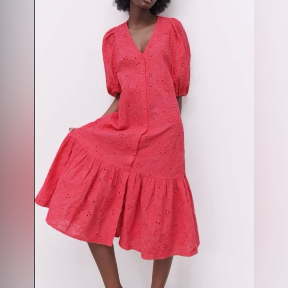 Zara Pink Embroidered Dress